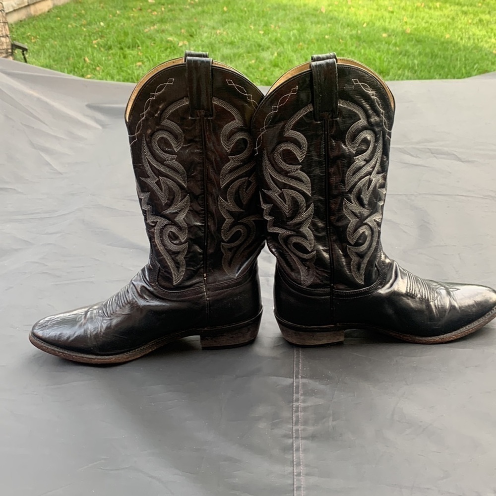 DAN POST Men’s Western Cowboy  Black Leather Boots size 10.5 - Picture 6 of 15